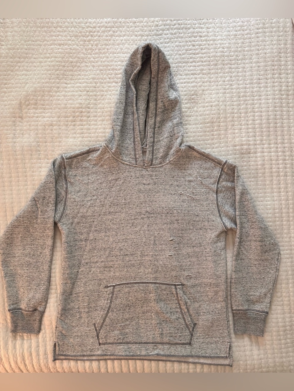Hollister heather gray distressed hoodie- Size M